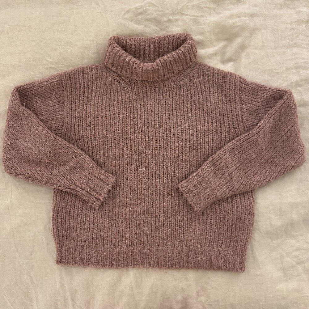Aritizia Wilfred Dusty Rose Alpaca Chunky Knit Ribbed Sweater
